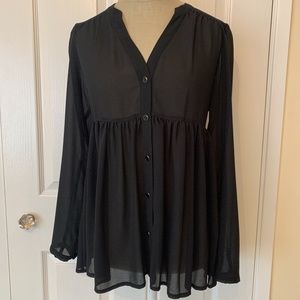 ASOS Black Buttoned Long Sleeved Blouse